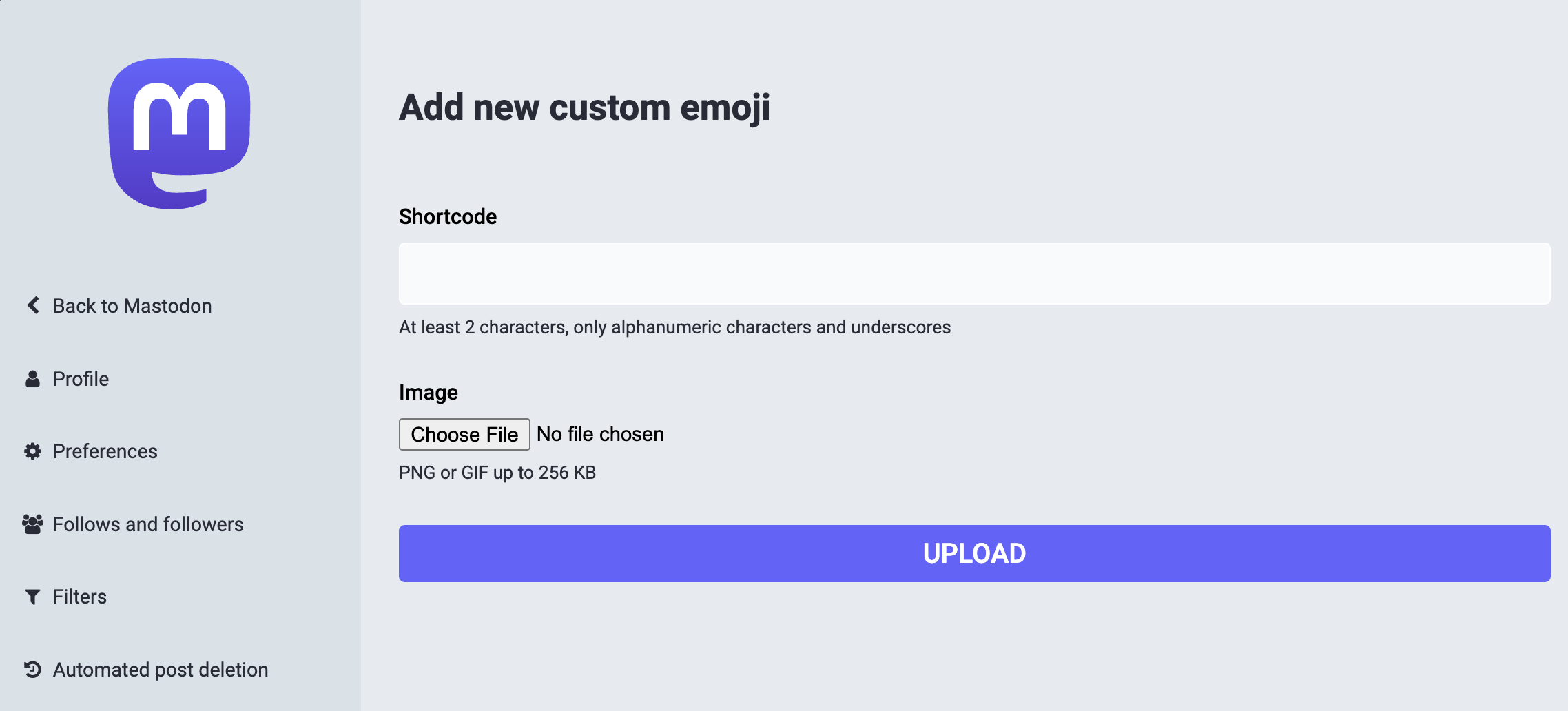 Screenshot Upload Custom Emoji on Mastodon